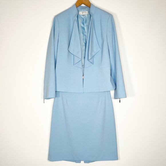 Tahari Arthur S. Levine Light Blue Blazer Skirt Suit Set - Picture 1 of 15